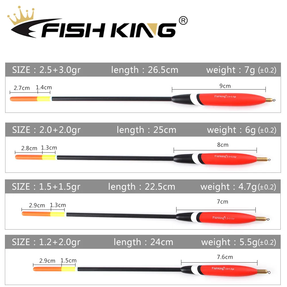 Рыболовный поплавок FISH KING 4 шт./упак. Баргузинский 1 2 + 0 г/1 5 г/2 3 г пробковый вершина