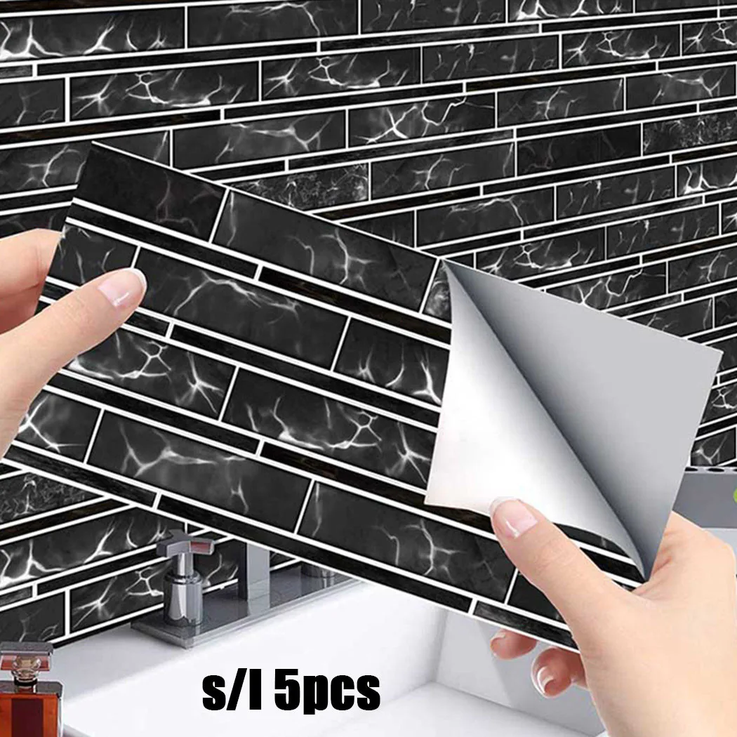

5pcs 15*30cm CZ113 PVC Material Stripe Tile Renovation Wall Stickers For Bathroom And Kitchen 2021 New