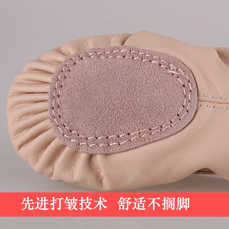 Балетные туфли для девочек Кожаные Мягкие пуанты обувь танцев плоская подошва