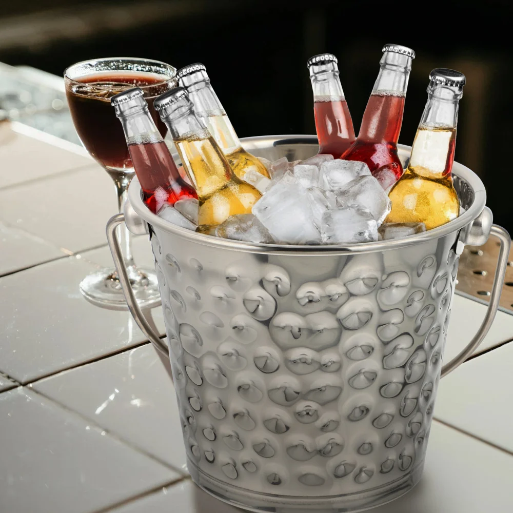

1Pc Stainless Steel Hammer Point Ice Bucket Beer Bucket for Bar (Silver)