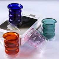 nordic double layer glass cup ins heat resistant multi color coffee cup milky tea cup creative milk juice cup beverage cup