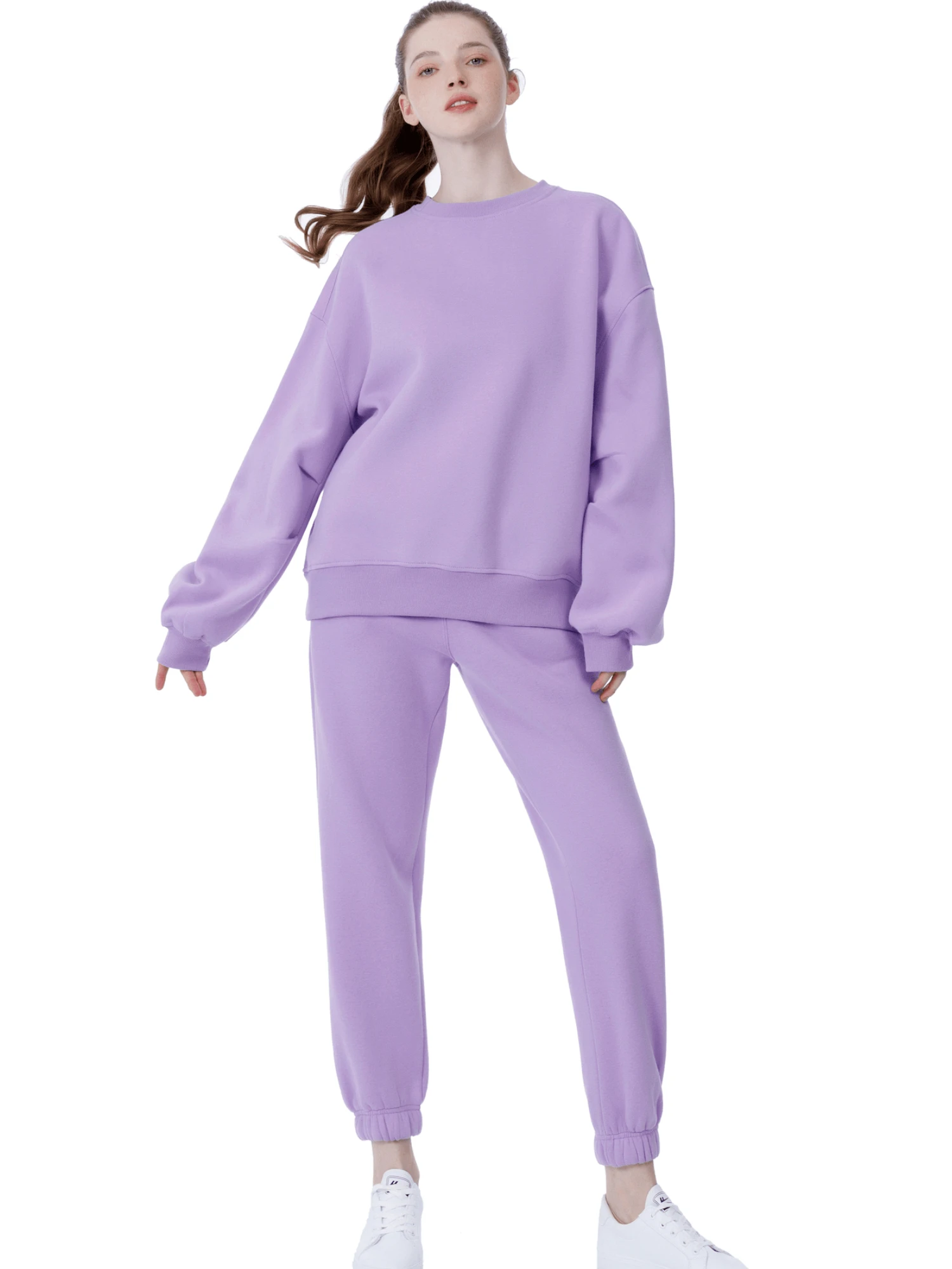 Повседневный однотонный спортивный костюм для женщин комплект из 2 предметов