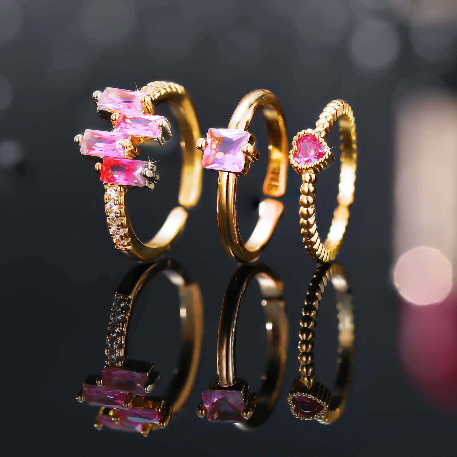 

Luxury Gemstone Evil Eyes Rings Classic Romantic Heart Shape Crystal Design Jewelry Accessories For Girls Women