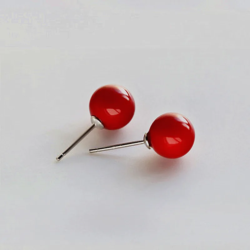 

Серьги-гвоздики женские из серебра 925 пробы, с натуральным красным кораллитом