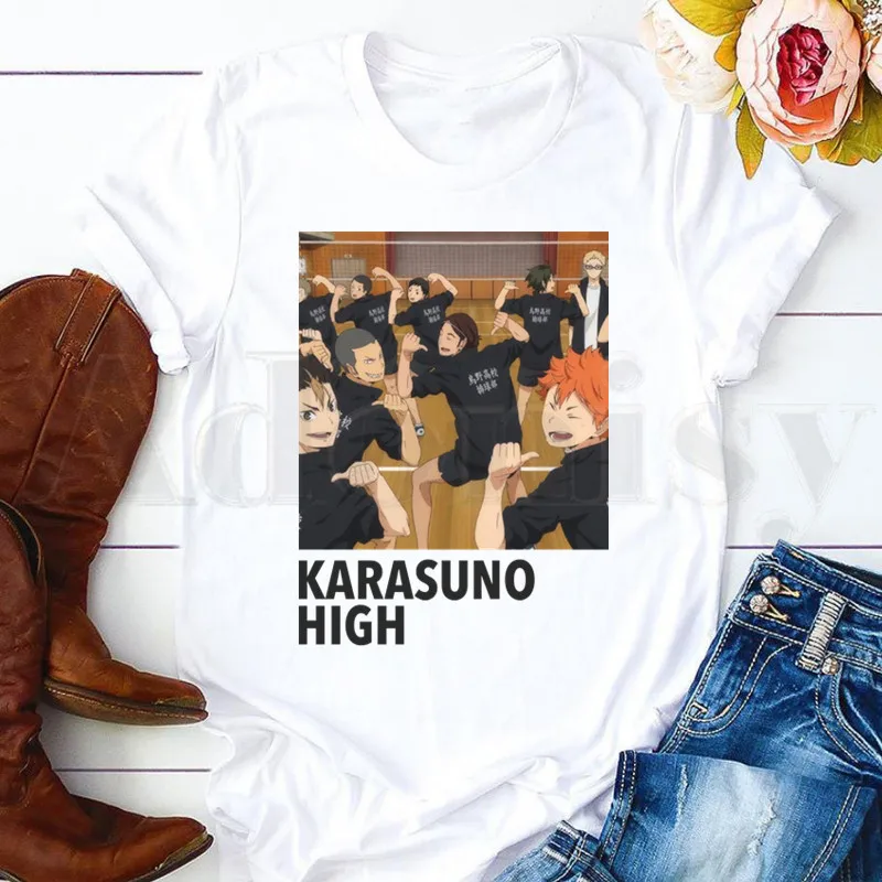 

Oya Oya Oya Haikyuu Kuroo Karasuno Japanese Anime Short Sleeve Female Tops Tees Harajuku VintageT Shirts Women's T-shirt