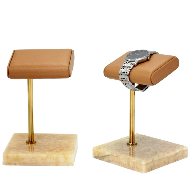 

Green Marble Gold Support Rod Watch Bracelet Bracelet Display Stand & Natural Marble Beige Base Leather Watch Rack