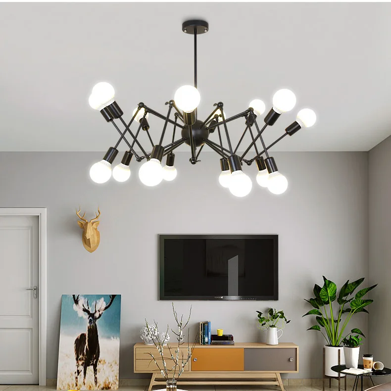 

Лидер продаж, люстра в виде американского паука, креативное расширительное индивидуальное освещение для гостиной, спальни, лофта, домашнее ...