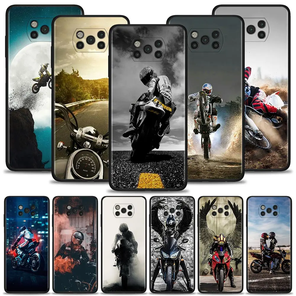 

Phone Case For Xiaomi Poco X3 NFC M3 Pro pocophone F1 Note 10 Lite CC9 CC9E A2 Lite Silicone Coque Moto Cross motorcycle sports