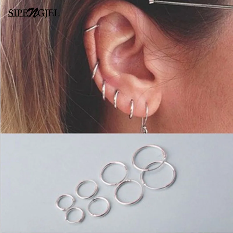 Женские и мужские серьги-кольца из нержавеющей стали SIPENGJEL модные круглые серьги