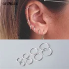 SIPENGJEL, модные, минимальные, глянцевые, металлические, круглые, круглые серьги, крошечные хрящи, серьги с застежкой для женщин и мужчин, ювелирные украшения