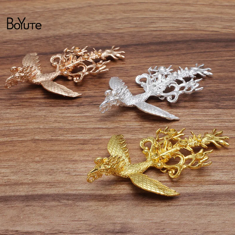

BoYuTe (5 Pieces/Lot) 55*84MM Metal Alloy Phoenix Pendant Materials Factory Direct DIY Handmade Hair Jewelry Accessories