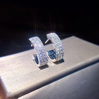 18k soild white gold real diamond earrings round romantic wedding jewelry for women luxury daimond brincos gold earrings jewelry