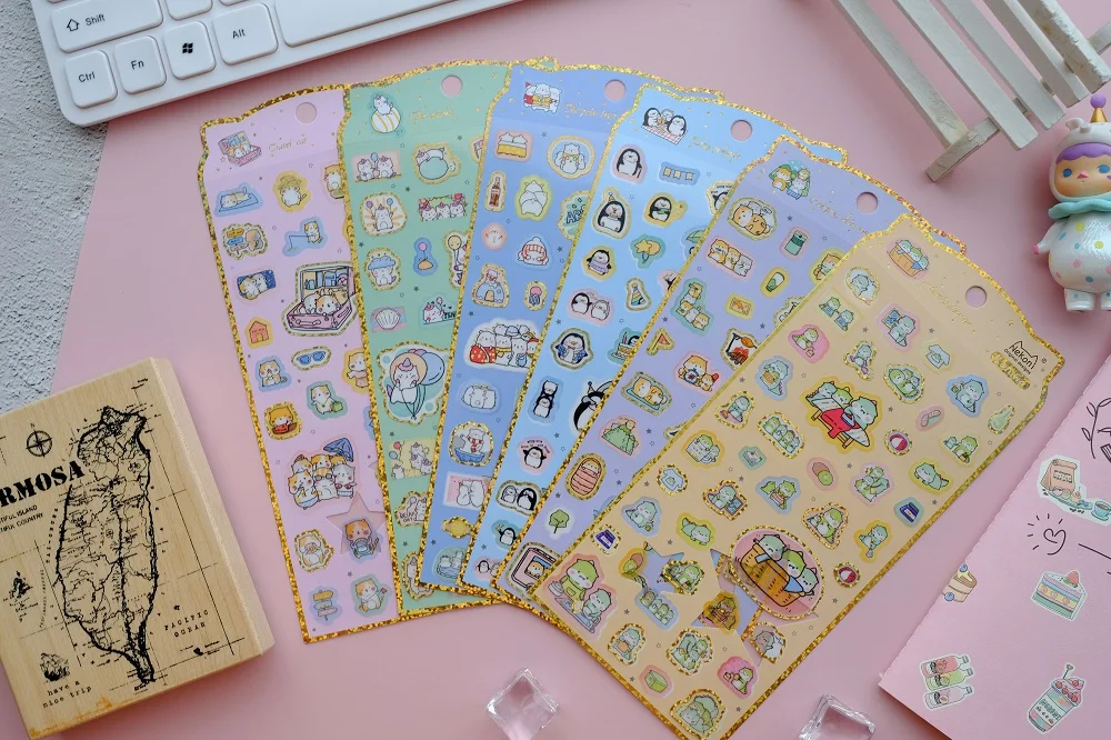 Nekoni Kawaii маленький Животные золочение декоративные из рисовой бумаги наклейки Скрапбукинг палка Labell дневник Канцелярские Стикеры для альбомов