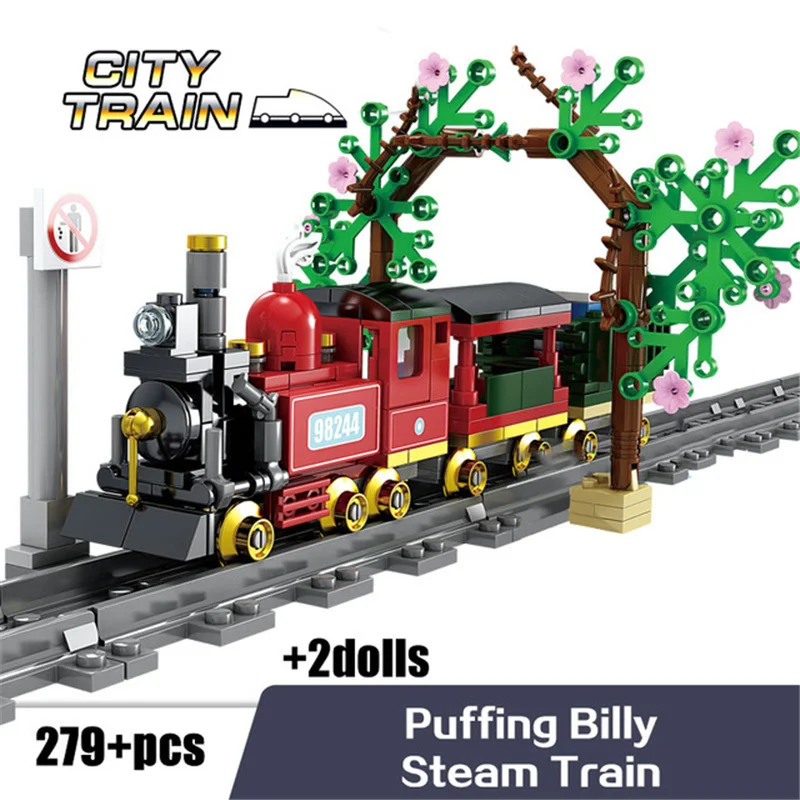 

279pcs Kaizhi 98244 Puffing Billy Steam Train Assembled Enlightenment Building Block Toy Gifts