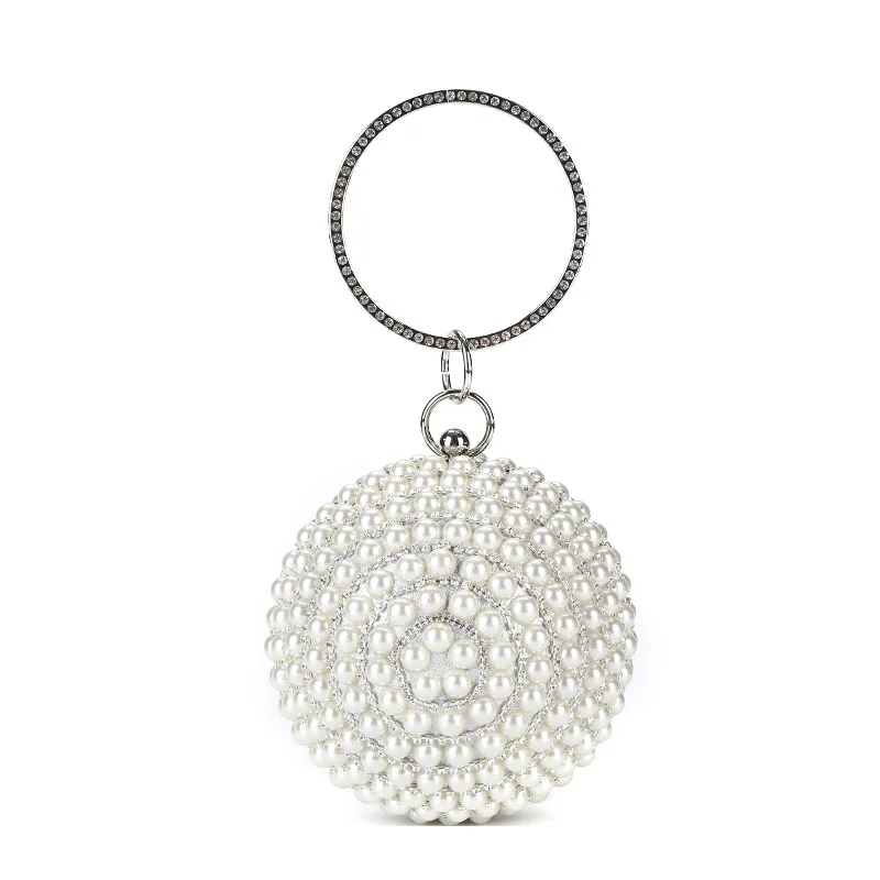 Элегантные перламутровые вечерние сумки круглые клатчи в форме шарика кожаная