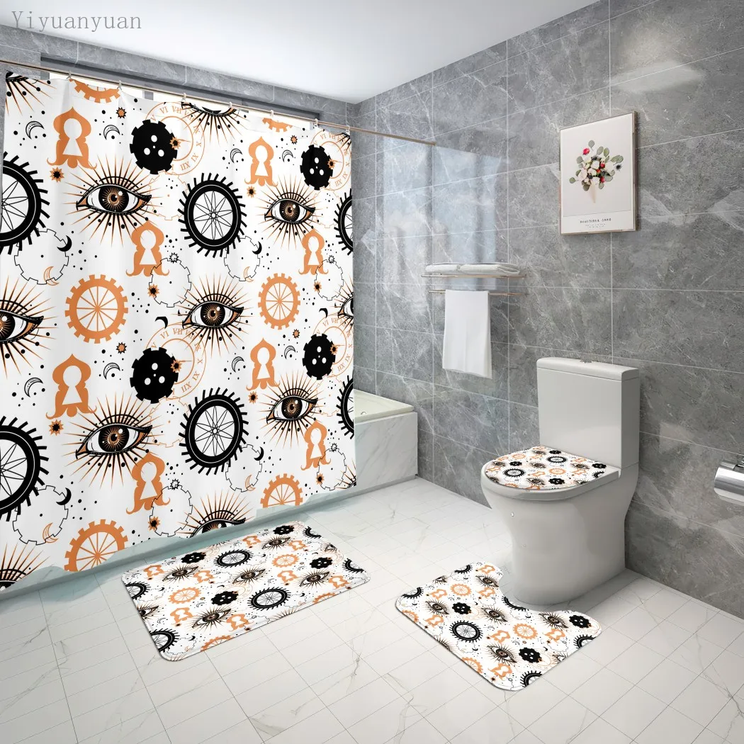 Economici 4 Pz/set Fantasy Eyes Mani Stampato Modello Doccia Tenda Mat Set Tappeti Antiscivolo Tappeto Per Bagno Wc Bagno Home Decor