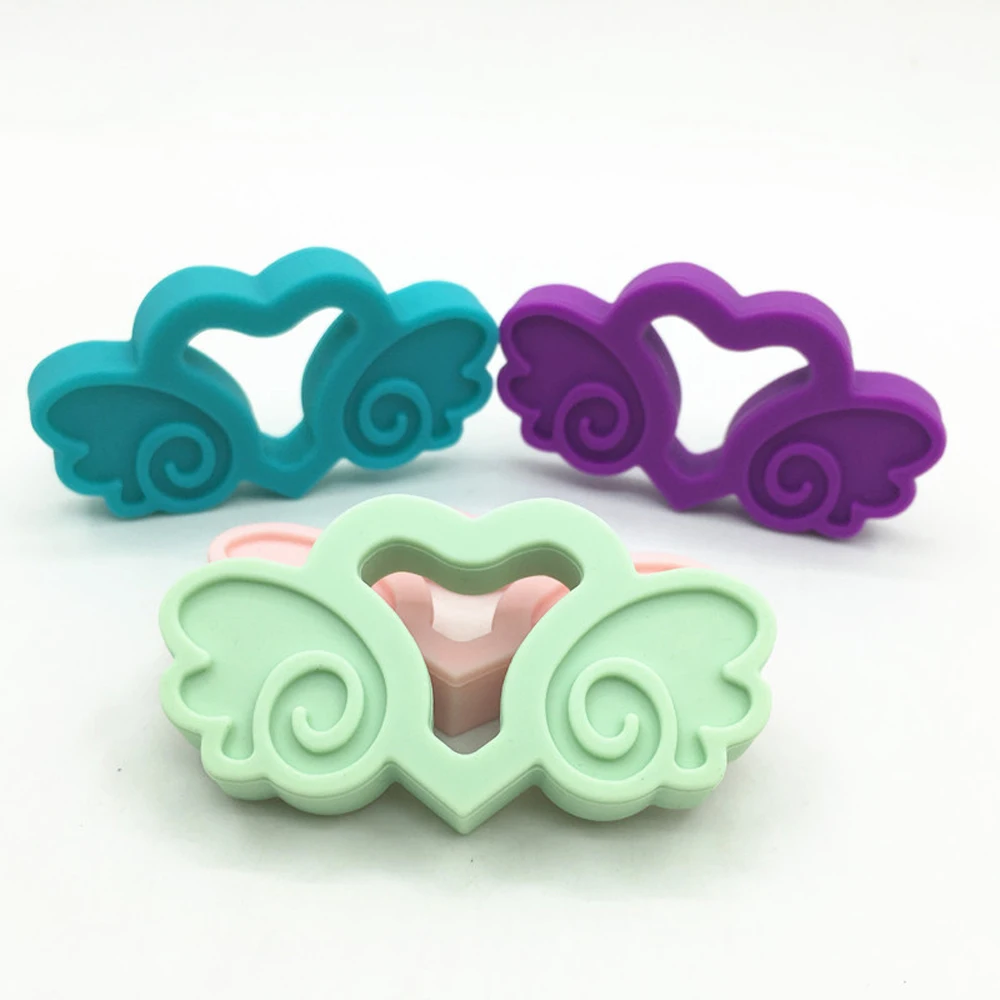 

5pcs Baby Teether Angel wings Animal baby pink Chichen Food Grade Silicone Baby Teething Necklace Toys DIY Childen's Gifts