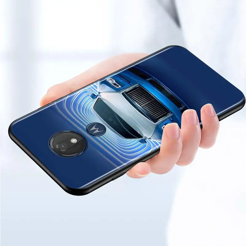 

Running Sport Car for Motorola G9 G8 G E7 E6 One Play Marco Hyper Fusion Stylus Power Edge Plus Black Phone Case