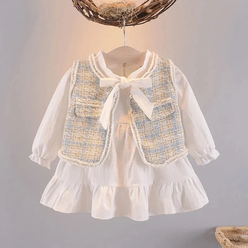 

Melario New Baby Girl Party Dress Autumn Baby Girls Sweet Long Sleeved Plaid Dresses Child Bowknot Princess Dress Kids Vestidos