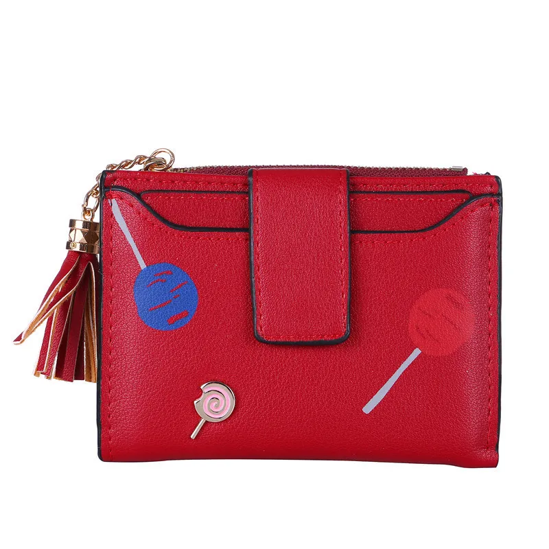 2020 винтажный женский кошелек с бахромой кожаный короткий маленький на молнии и