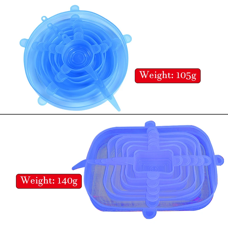 6 шт силиконовые крышки многоразовая силиконовая крышка для еды Стрейчевые