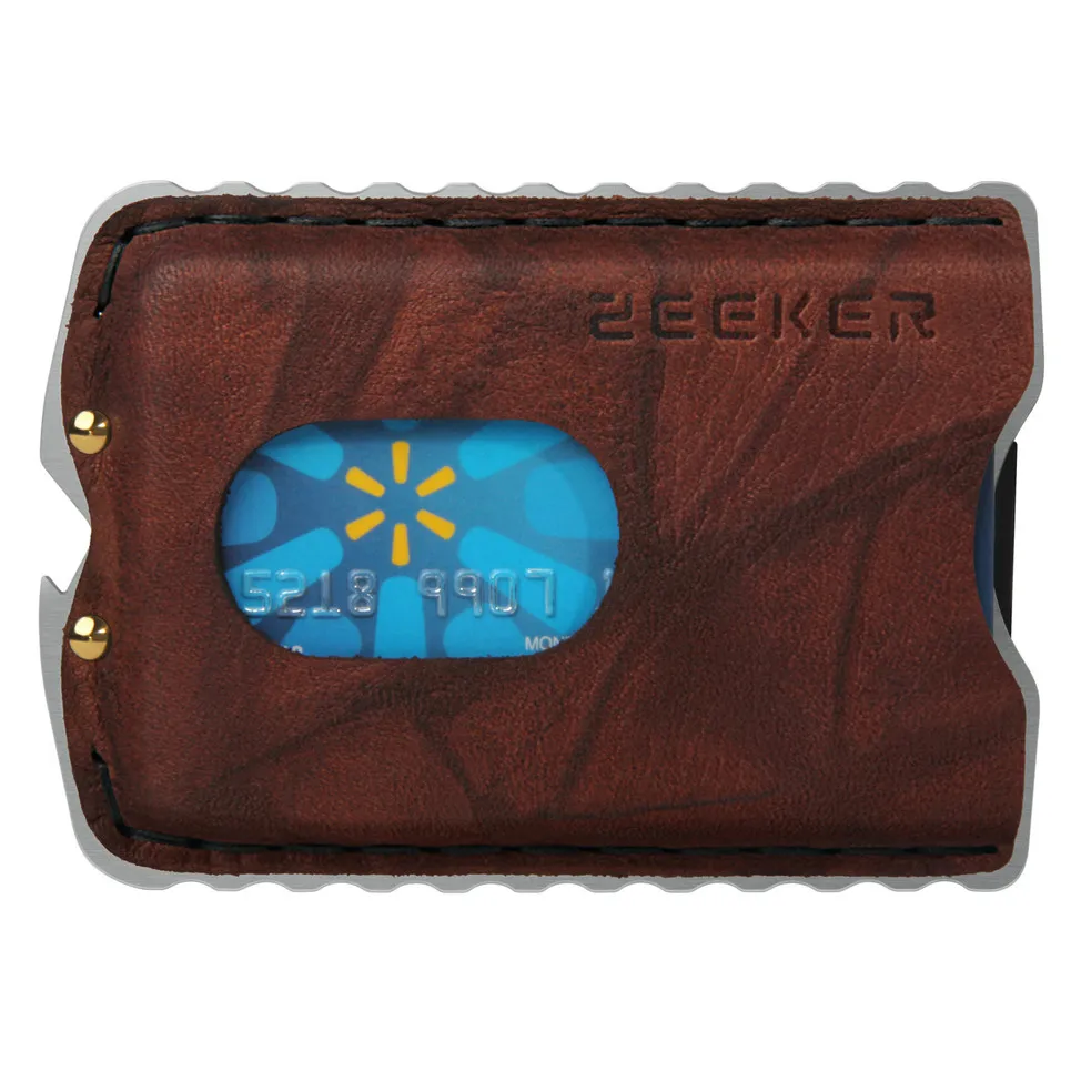striped brown ZEEKER бумажник передний карман кошелек RFID Блокировка держатель кредитной карты минималистичный кошелек с кожей для мужчин - Цвет: striped brown