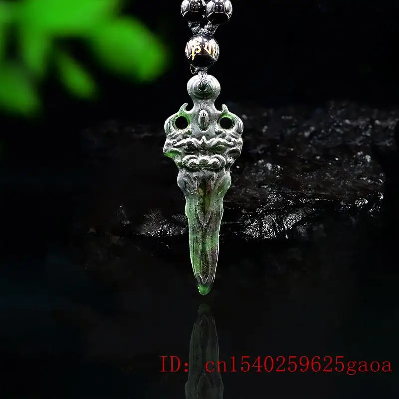 

Нефритовый меч кулон ожерелье Резной Черный Зеленый Натуральный Шарм ювелирные изделия Модные китайские подарки Амулет