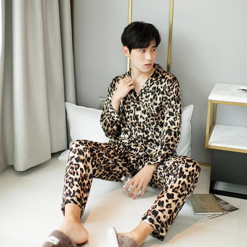 Men's Long Sleeve Large Size Pajamas Nightgowns Autumn Winter Sleepshirts Casual Homewear Set Loungewear Japanese Pajama Set Men