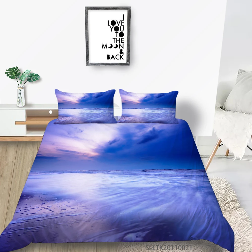 

Sunshine 3D Bedding Set King Size Duvet Cover Set Landscape Printing Sea River Sunset For Children Adult Home Decoration