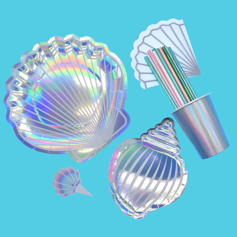 Русалки вечерние поставки мерцающий раскладушка десерт бумажные тарелки и