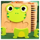 Детские 3D Мультяшные деревянные пазлы Монтессори, Обучающие игрушки, животные, кубики, хобби, интеллектуальная игра-пазл для детей, игрушки