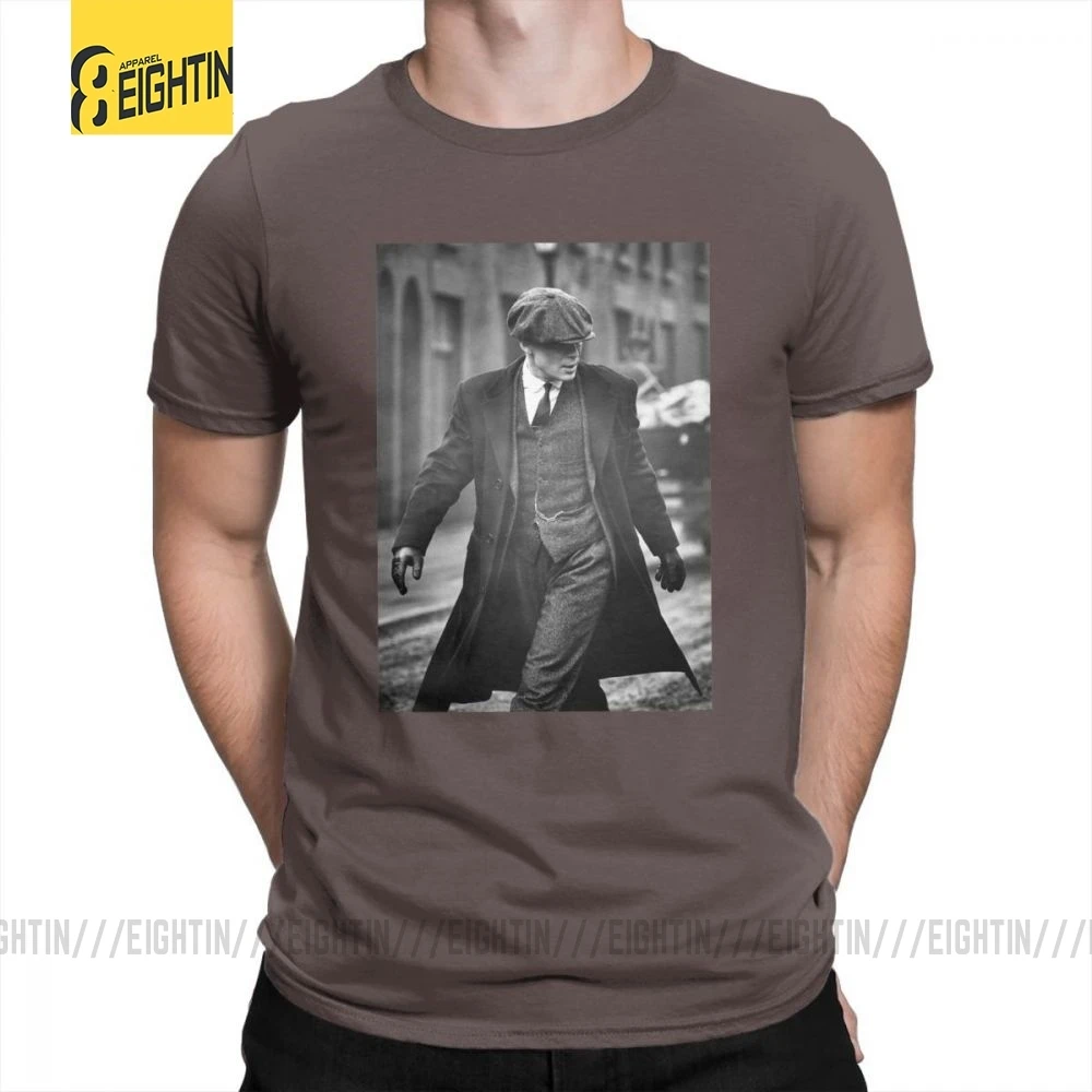 Peaky blinds рубашка и товары из очищенного хлопка классические футболки Летние футболки с коротким рукавом с вырезом лодочкой мужские футболки размера плюс - Цвет: Коричневый