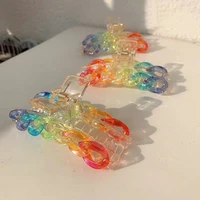 new korean japan sweet rainbow colors hair clips for girls gradient acrylic makeup hair claws styling barrettes hair accessories