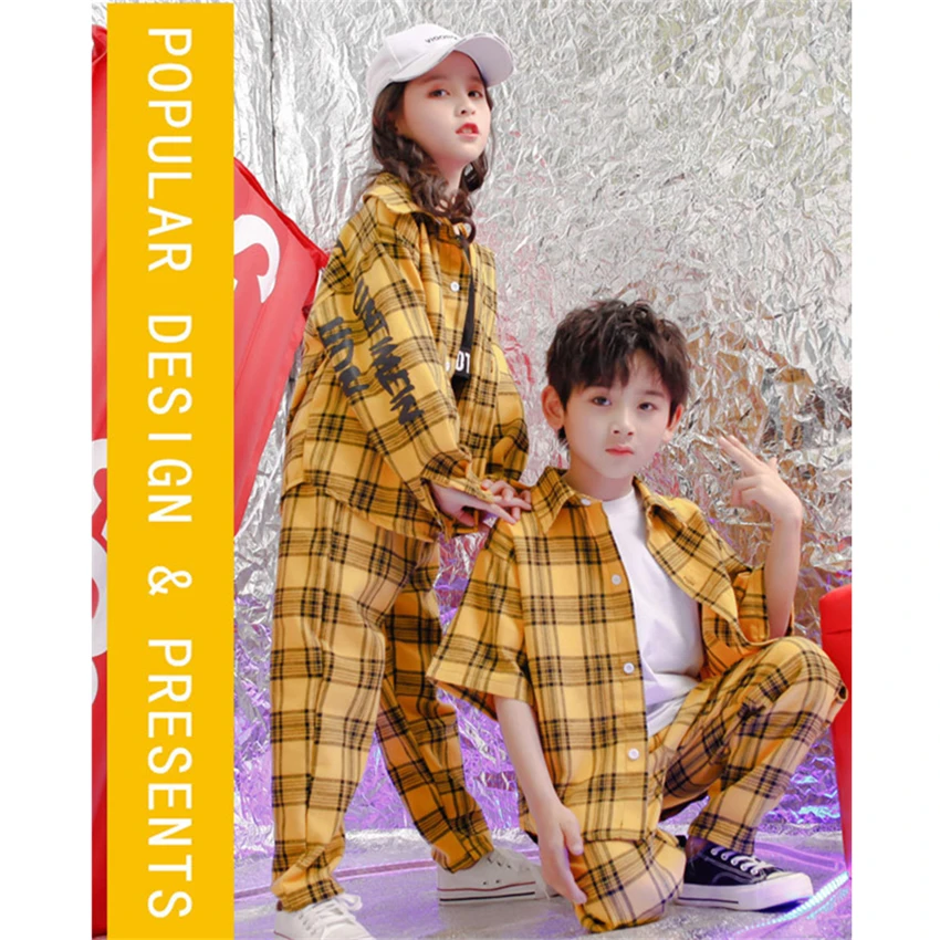 Детская одежда в стиле хип хоп костюмы для джазовых танцев клетчатое пальто