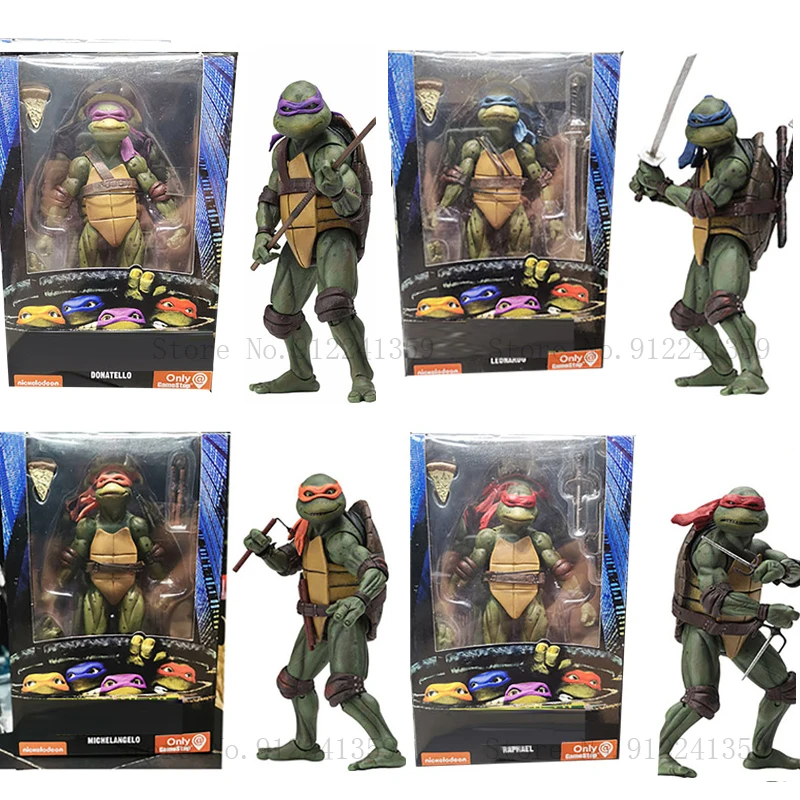 

Turtles NECA Raphael Leonardo Donatello Michelangelo Figure Shredder Krang Action Figure Classic Movie 1990's Film Toy Gift 18CM