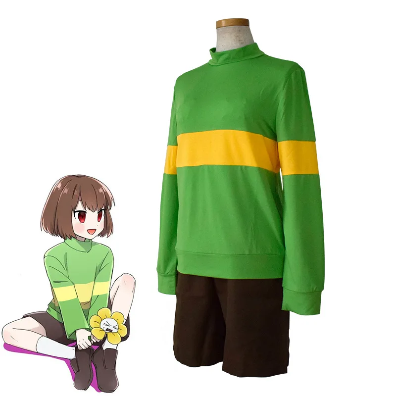 Anime Game Undertale Frisk Chara Cosplay Costume Andertail Sweatshirts High Collar Long Sleeve Clothing Shorts Knife Necklace |