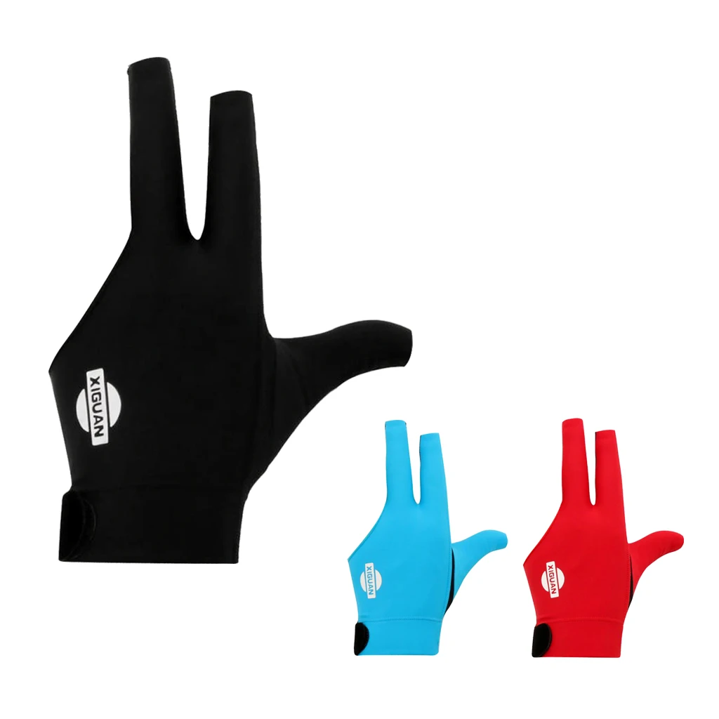 

3-Finger Professional Stretchy Breathable Sweat Absorbing Left Hand Snooker Glove Pool Cue Billiard Glove Blue Red Black