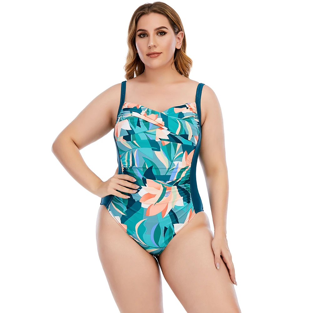 

Liseaven Chinese Style Women's Bikinis Set Printed Ruffle Big Size Swimsuit Large Female Swimming Suits 5XL