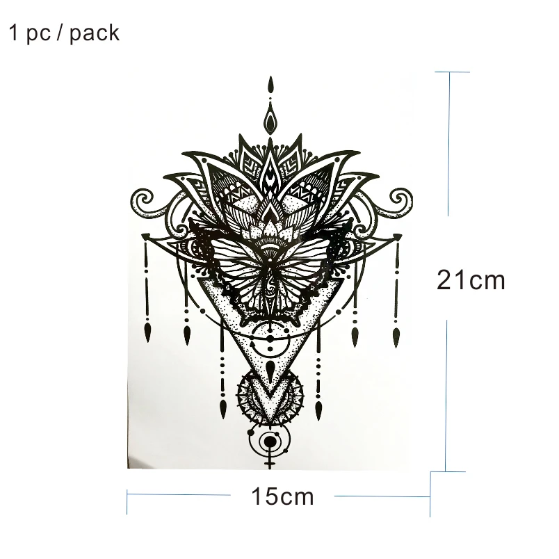 ROT06 1 шт назад или грубой большой цветок Mehndi водонепроницаемый временные