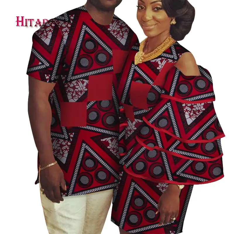 Африканская парная одежда мужская рубашка + платье Дашики парное для влюбленных
