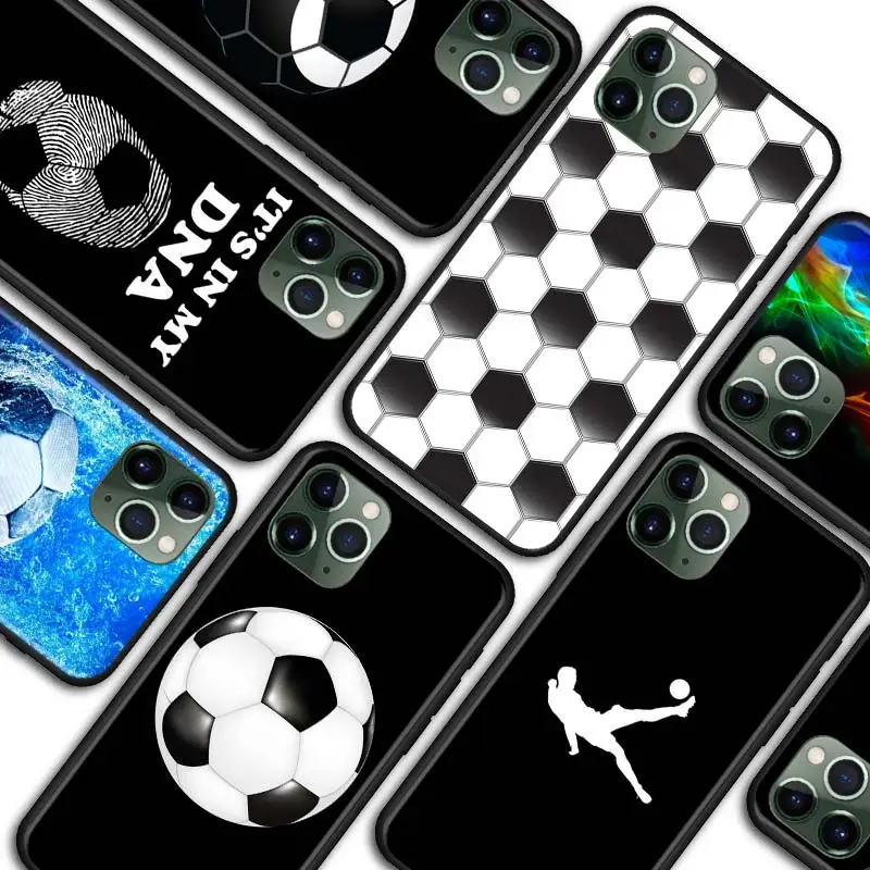 Чехол для телефона iPhone 11 Pro 7 8 SE 2020 X XR XS MAX Max 12 6 6s Plus черный мягкий чехол футбольного