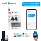 Автоматический выключатель на Din-рейку Tuya Smart RCBO с мониторингом энергии 2P WiFi RCBO MCB защита от утечки тока совместим с Alexa