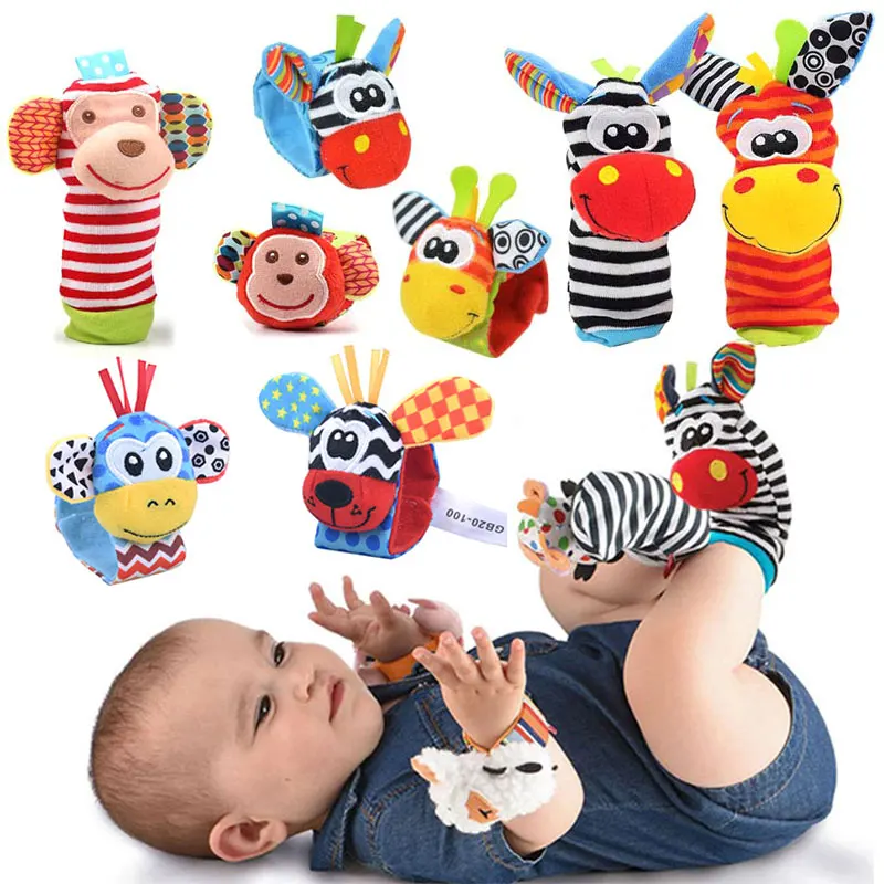Детская плюшевая погремушка в виде животных погремушки носки для малышей
