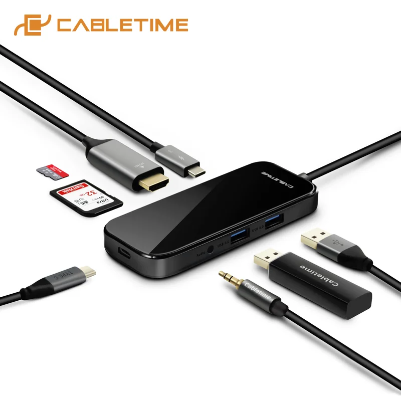 Новый концентратор USB C на 3 0 HDMI RJ45 Тип адаптер для iWatch Macbook air Matebook X с беспроводной