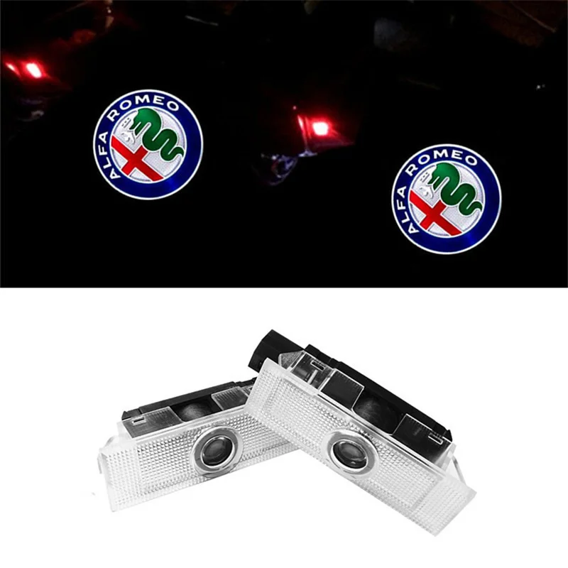 

2Pcs Car LED Door Logo Light Welcome Prejector Ghost Shadow Spotlight Lights for Alfa Romeo Stelvio MITO GT Auto Accessores