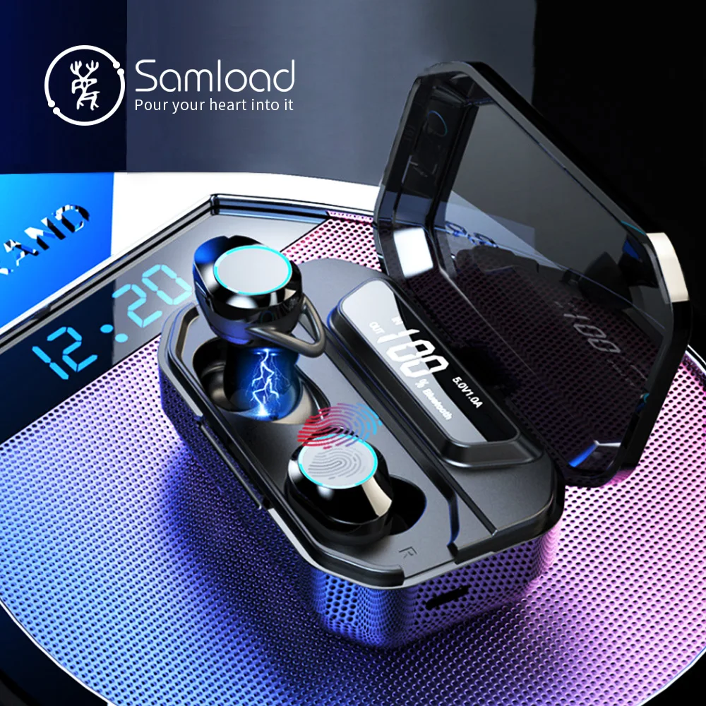 Samload, беспроводные наушники, Bluetooth 5,0, вкладыши, 3D стерео звук, наушники, IPX6 7, с 3000 мАч, зарядная коробка для Xiaomi iPhone X