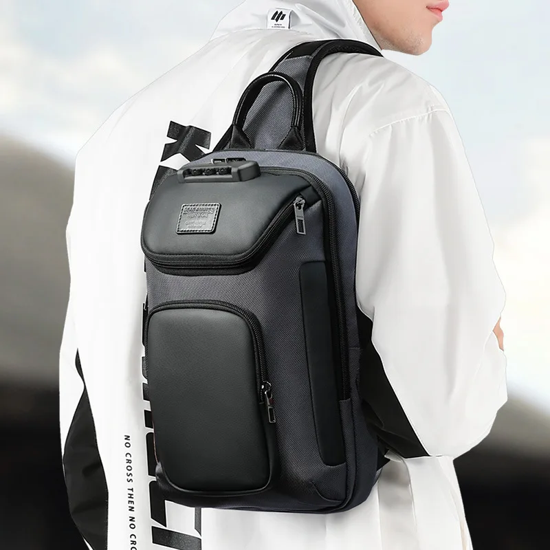 Men'S Convenient Leisure Backpack Waterproof Sports Messenger Packet Multifunctional Wear-Resistant Chest Bag