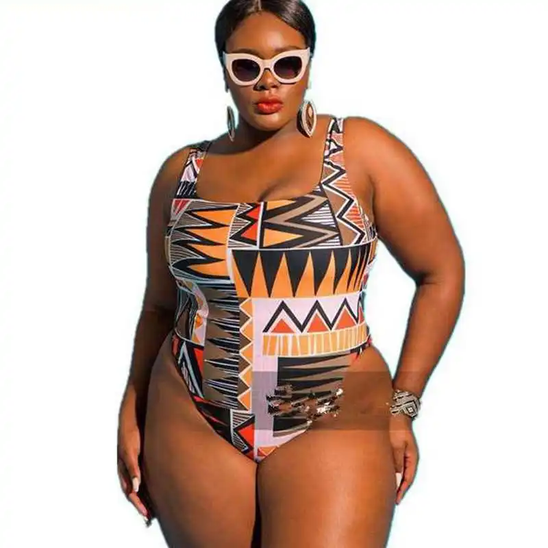 

Plus Size Swimwear Women One Piece Swimsuit African Print Monokin Large Size Bathing Suit Cover Ups Sexy Swimsuit 2021 Dropship