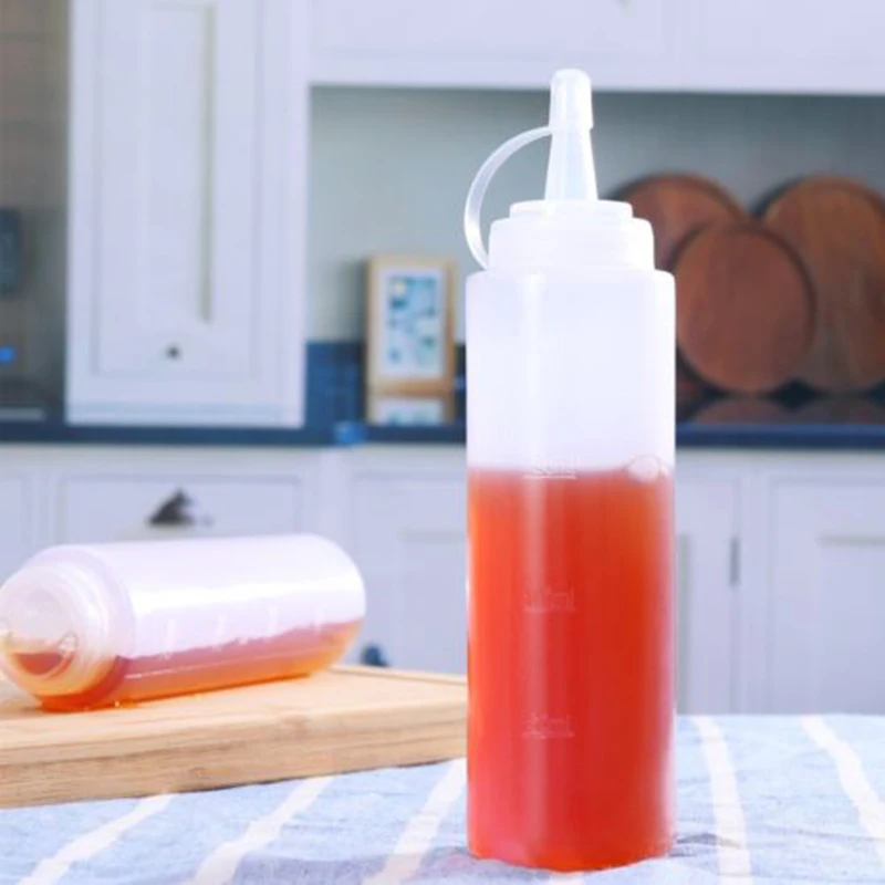 

5pcs 8Oz Plastic Squeeze Sauce Ketchup Mustard Clear Bottle Oil Dressing BBQ