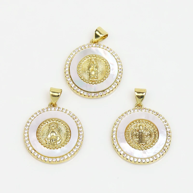 

10 шт. 18k позолоченные Регулируемые аксессуары для подвесок паве натуральная ракушка кулон для изготовления ожерелья модные ювелирные издел...